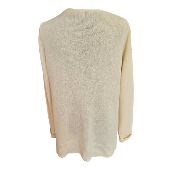 Calypso St. Barth Womens Yellow Cashmere V Neck Pullover Sweater Size Medium - Picture 4 of 11